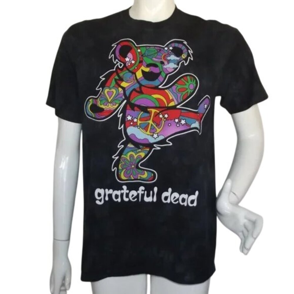 GRATEFUL DEAD/LIQUID BLUE Dancing Bear Tshirt, M, Black Tie-dye, Short slv, 2020